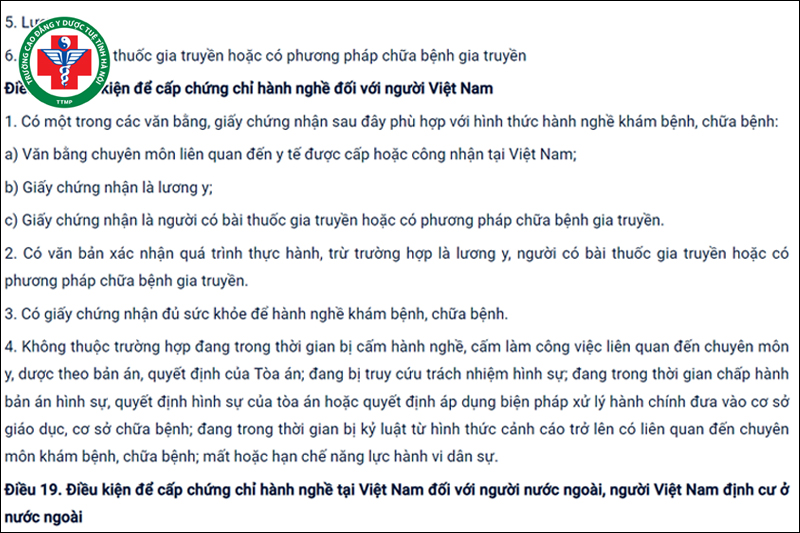 Điều 18 quy định về điều kiện cấp chứng chỉ với người Việt Nam