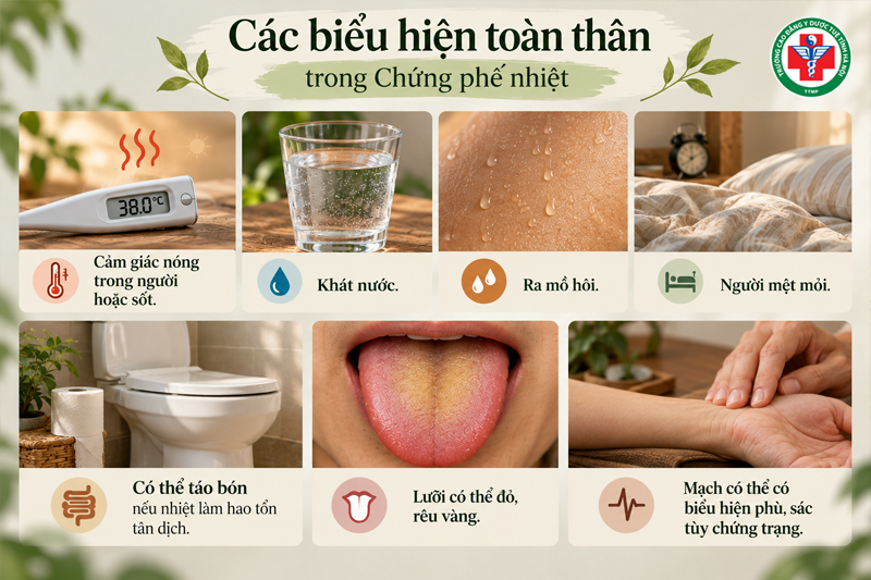 Các biểu hiện toàn thân của chứng phế nhiệt